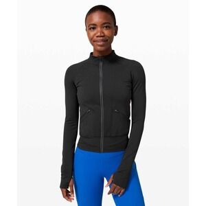 Lululemon Athletica Black Full Zip Open Stride Bomber Black size 10